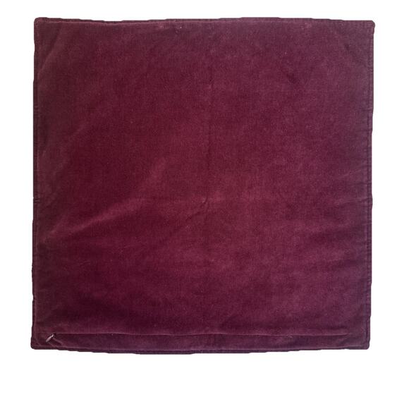 Crate & Barrel Port Velvet Pillow Cover 20x20 Burgundy Wine Plush Zipper (1) - Picture 2 of 4